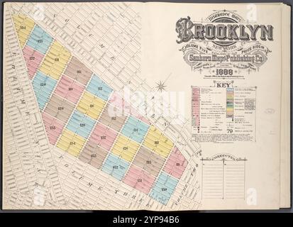 Cartes d'assurance de la ville de Brooklyn de New York volume cinq. Publié par le Sanborn MAP co. 117, Broadway, New York. 1888. 1884 - 1936 Banque D'Images