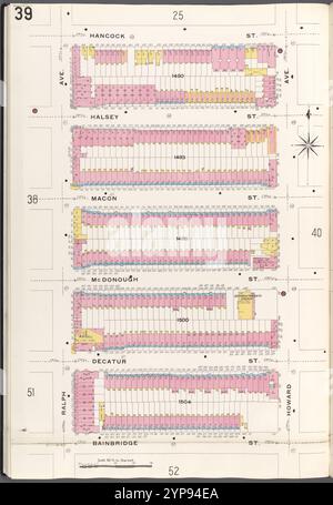 Brooklyn V. 5, plate No. 39 [Map Bounded by Hancock réunis, Howard Ave., Bainbridge réunis, Ralph Ave.] 1884 - 1936 Banque D'Images