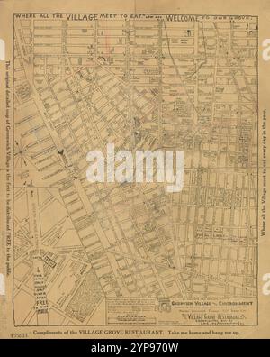 « Where All the Village Meet to Eat » - une carte précise et détaillée du village de Greenwich et de l'environnement. 1927 Banque D'Images