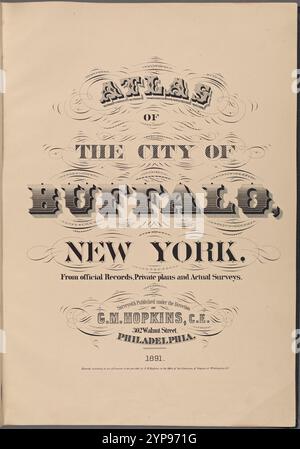 Atlas de la ville de Buffalo, New York. À partir de documents officiels, de plans privés et d'enquêtes réelles. Sondé et publié sous la direction de G.M. Hopkins, C.E., 302 Walnut réunis, Philadelphie. 1891. 1891 Banque D'Images