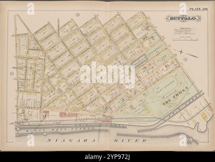 Buffalo, double page plate No 20 [Map Bounded by porter Ave., Niagara River, Ferry réunis] 1891 Banque D'Images