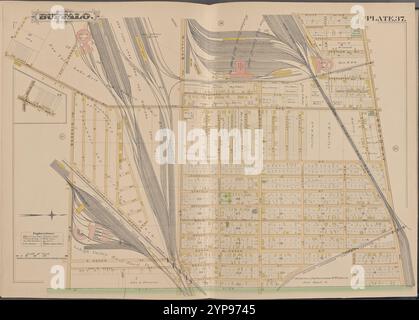 Buffalo, double page plate No. 37 [Map Bounded by Miller Ave., Broadway, Goethe réunis, Dingens réunis] 1891 Banque D'Images