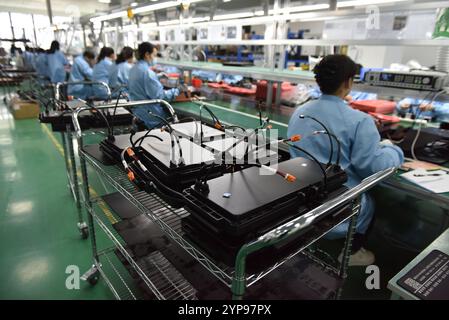 FUYANG, CHINE - 29 NOVEMBRE 2024 - des employés travaillent sur une ligne de production de produits d'alimentation sans fil dans l'atelier de Zhonghui Chuangzhi (Fuyan Banque D'Images