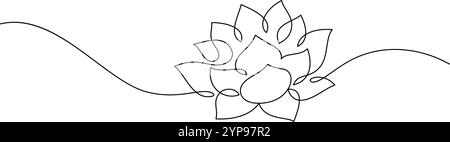 fleur de lotus fleurissant art minimaliste une ligne dessinant illustration vectorielle continue Illustration de Vecteur