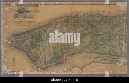 Carte sanitaire et topographique de la ville et de l'île de New York : préparée pour le Conseil d'hygiène et de santé publique de l'Association des citoyens / Egbert L. Viele 1865 par Viele, Egbert L. (Egbert Ludovicus), 1825-1902 Banque D'Images