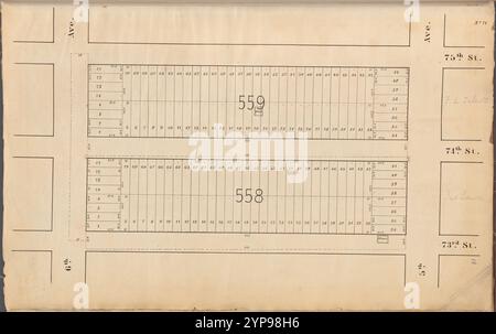 Central Park Planning Map No 24 : borné par la 75e rue, la 5e avenue, la 73e rue et la 6e avenue 1853 Banque D'Images