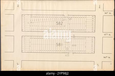 Central Park Planning Map : borné par la 98e rue, la 5e avenue, la 96e rue et la 6e avenue 1853 Banque D'Images