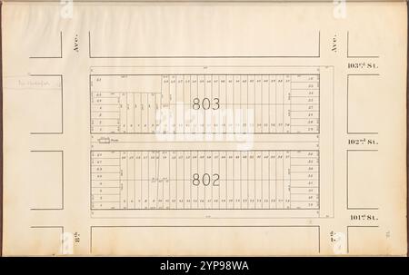 Central Park Plan d'urbanisme : délimité par la 103e rue, la 7e avenue, la 101e rue et la 8e avenue 1853 Banque D'Images