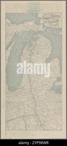 Carte du Grand Rapids and Indiana Railway 1891 par Poole Brothers Banque D'Images