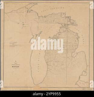 Croquis des enquêtes publiques dans le Michigan 1840 - 1849 par les États-Unis. Arpenteur général pour l'Ohio, l'Indiana et le Michigan Banque D'Images