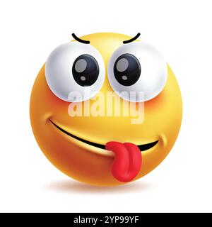 Personnage clipart emoji Dingo. emoji clip art 3d dans des expressions faciales coquines et ridicules autour d'éléments d'icône jaune sur fond blanc. Vecteur Illustration de Vecteur