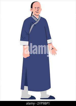 Changsan Qipao chinois traditionnel robe homme Chine tradition vêtements culturels héritage culture icône design ensemble coloré Illustration de Vecteur