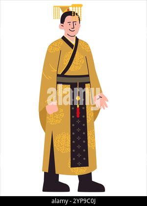 Corée homme traditionnel tenue culturelle Corée robe de mariée tradition vêtements style oriental icône de conception ensemble coloré Illustration de Vecteur