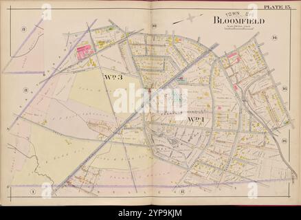 Essex County, V. 3, double page plate No. 15 [Plan de la ville de Bloomfield] 1906 par A.H. Mueller (Éditeur) Banque D'Images