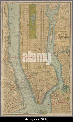 The Matthews-Northrup carte actualisée de la ville de New York : partie sud de l'arrondissement de Manhattan 1895 par Matthews-Northrup Company Banque D'Images