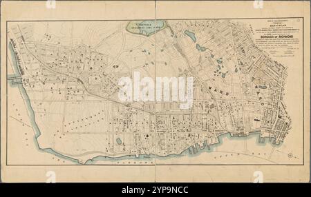 Carte ou plan montrant une conception générale pour un système de rues, avenues, places publiques, et lieux, parcs, Bridges, etc dans cette partie du 2e quartier (anciennement Middletown) du 4e quartier (anciennement Southfield), dans l'arrondissement de Richmond Banque D'Images