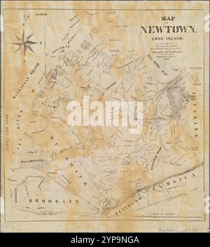 Carte de Newtown, long Island : conçu pour exposer les localités mentionnées dans les Annales de Newtown 1852 par Riker, James, 1822-1889 Banque D'Images