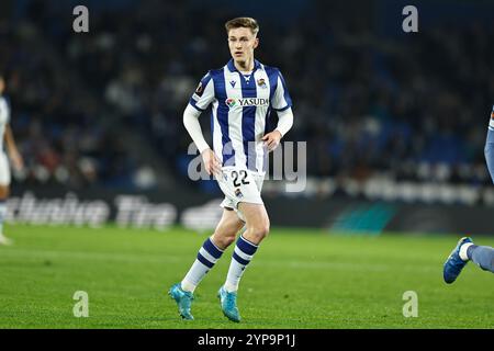 Saint-Sébastien, Espagne. 28 novembre 2024. Beant Turrientes (Sociedad) Football/Football : phase de Ligue 'UEFA Europa League' match jour 5 entre Real Sociedad 2-0 AFC Ajax au Reale Arena de San Sebastian, Espagne . Crédit : Mutsu Kawamori/AFLO/Alamy Live News Banque D'Images