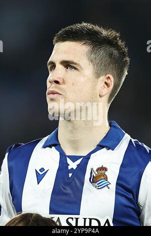 Saint-Sébastien, Espagne. 28 novembre 2024. Igor Zubeldia (Sociedad) Football/Soccer : phase de Ligue 'UEFA Europa League' match jour 5 entre Real Sociedad 2-0 AFC Ajax au Reale Arena de San Sebastian, Espagne . Crédit : Mutsu Kawamori/AFLO/Alamy Live News Banque D'Images