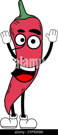 Dessin animé - Red Chili Pepper Hot Wow Illustration de Vecteur