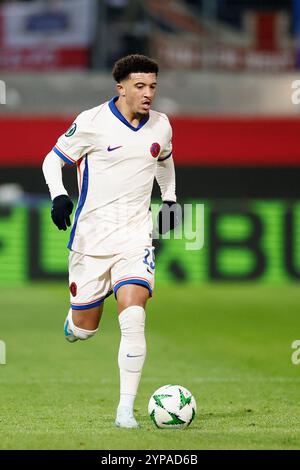 Heidenheim, Allemagne. 28 novembre 2024. Bild v.l. : Jadon Sancho (FC Chelsea, 19 ans), 28.11.2024, Fussball, UEFA Conference League, FC Heidenheim - FC Chelsea, GER, Heidenheim, Voith-Arena. Crédit : dpa/Alamy Live News Banque D'Images