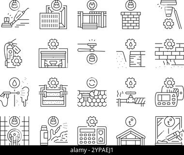 icônes de nettoyage d'entretien de la maison définir vecteur Illustration de Vecteur