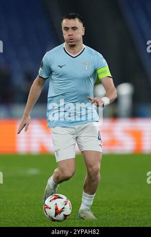 Roma, Italie. 28 novembre 2024. Lazio's Patric lors de l'UEFA Europa League, groupe unique entre Lazio et Ludogorets au stade olympique de Rome, Italie - jeudi 28 novembre 2024 - Sport Soccer (photo Alfredo Falcone/LaPresse) crédit : LaPresse/Alamy Live News Banque D'Images