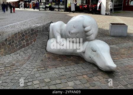 Sculpture touchante de Nello et Patrasche, Belgique, Flandre, Anvers Banque D'Images