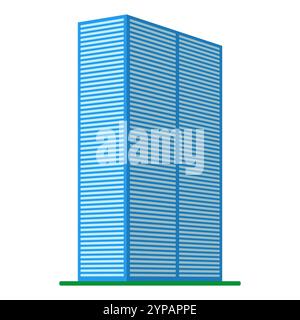 Un immeuble moderne de grande hauteur sur un fond blanc. Vue du bâtiment depuis le bas. Illustration vectorielle isométrique. Illustration de Vecteur