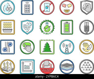 étiquettes de mise en garde du produit icônes d'avertissement définir vecteur Illustration de Vecteur