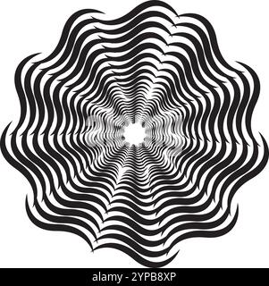 Eléments monochromes abstraits avec remplissage en couches. Forme radiale rayonnante. Illustration de Vecteur