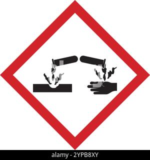 Les symboles chimiques indiquent qu'un matériau est corrosif et peut endommager les tissus vivants Illustration de Vecteur