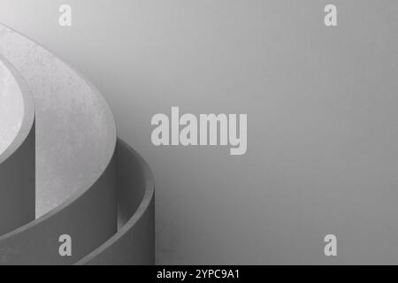 Fond de béton de style industriel abstrait avec des couches courbes lisses. Design minimaliste, surfaces texturées. Simplicité et modernité, idéal pour Banque D'Images