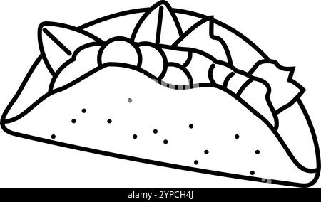 illustration vectorielle d'icône de ligne de cuisine de mer de taco de poisson Illustration de Vecteur