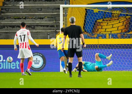 Broendby, Danemark. 29 novembre 2024. Broendby IF moeder AAB i Superligaen paa Broendby Stadion Fredag den 29. novembre 2024 crédit : Ritzau/Alamy Live News Banque D'Images