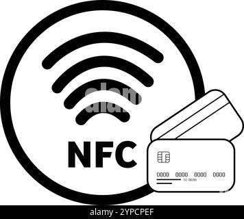 Appuyez pour payer signe, icône de paiement NFC, paiement sans contact, icône de paiement sans fil, technologie NFC, icône de paiement par carte, paiement par smartphone Illustration de Vecteur