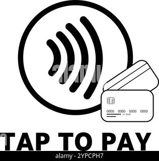 Appuyez pour payer signe, icône de paiement NFC, paiement sans contact, icône de paiement sans fil, technologie NFC, icône de paiement par carte, paiement par smartphone Illustration de Vecteur