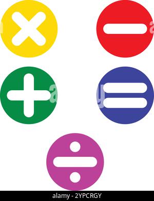 Collection de signes mathématiques, signe moins, égal à, multiplier, diviser le signe, symbole mathématique, multiplication Illustration de Vecteur