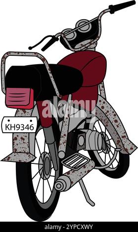 Pakistan Honda CD 70 moto, illustration vectorielle avec fond isolé. illustration vectorielle graphique de motocycle vintage. Moto rouge. Illustration de Vecteur