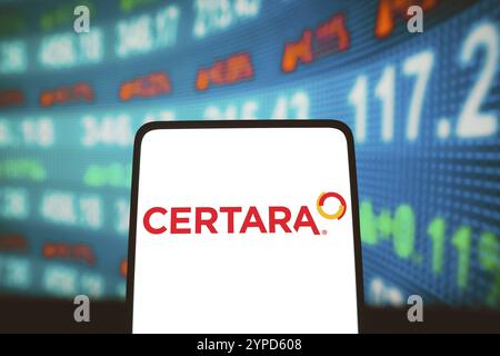 22 janvier 2024, Brésil. Dans cette illustration photo, le logo Certara, Inc est affiché sur l'écran d'un smartphone Banque D'Images