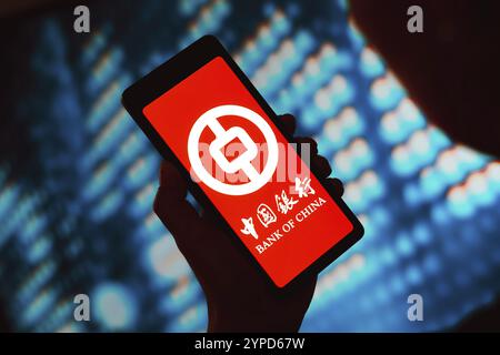 29 février 2024, Brésil. Dans cette illustration photo, le logo de la Banque de Chine est affiché sur un écran de smartphone Banque D'Images