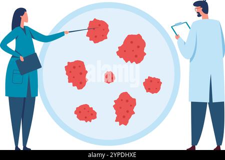 Scientifiques analysant des bactéries et des virus dans un laboratoire de recherche médicale, collaborant pour faire de nouvelles découvertes dans le domaine des soins de santé Illustration de Vecteur