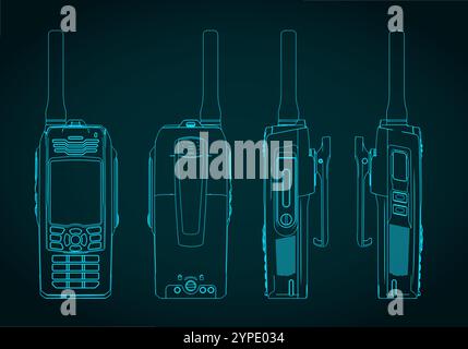 Illustrations vectorielles stylisées de plans de talkie-walkie Illustration de Vecteur