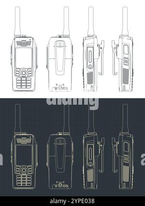 Illustrations vectorielles stylisées de plans de talkie-walkie Illustration de Vecteur