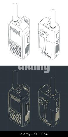 Illustrations vectorielles stylisées de plans isométriques de talkie-walkie Illustration de Vecteur