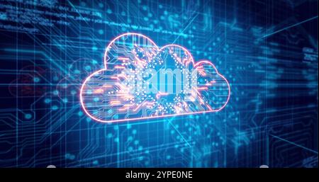 Image du traitement des données sur les icônes bitcoins et le nuage Banque D'Images