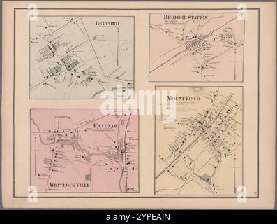 Planche 77 : Bedford. - La gare de Bedford. - Katanoh, ville de Bedford, N.Y. - Mount Kisco, ville de Bedford et New Castle, Westchester Co. N.Y. 1872 Banque D'Images