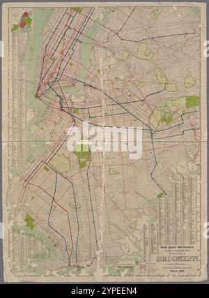 Nouvelle carte indexée de la rue de référence rapide de l'arrondissement de Brooklyn 1916 Banque D'Images