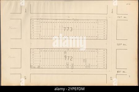 Central Park Plan d'urbanisme n° 19 : délimité par la 73e rue, la 7e avenue, la 61e rue et la 8e avenue 1853 Banque D'Images