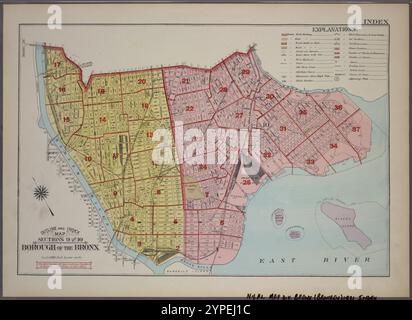 Plan et index carte : sections 9 et 10, arrondissement du Bronx. 1921 par G.W. Bromley & Co. Banque D'Images